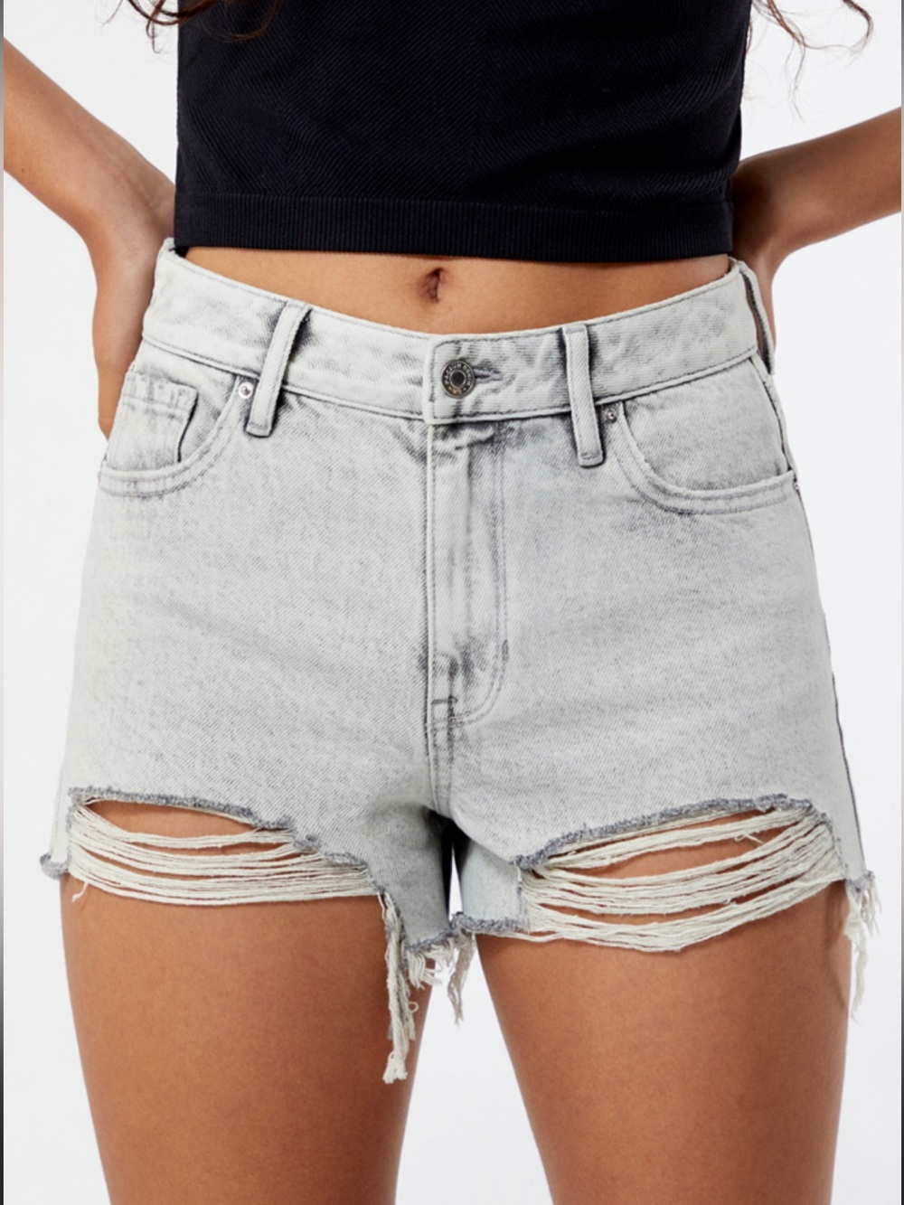 NWOT PacSun Light Gray Distressed Festival Denim Shorts